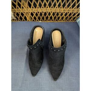 Women's laser cut black leather bootie mules by Gibson Latimer size 8.5M